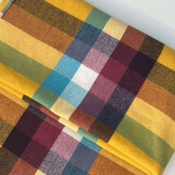 GAP Recycled Cozy Scarf Yellow Plaid Unisex - Picture 3 of 5